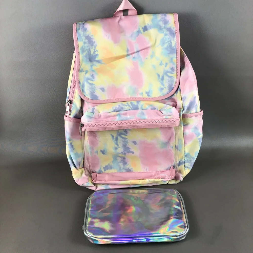 No Boundaries Tie-Dye Backpack with Holographic Pouch